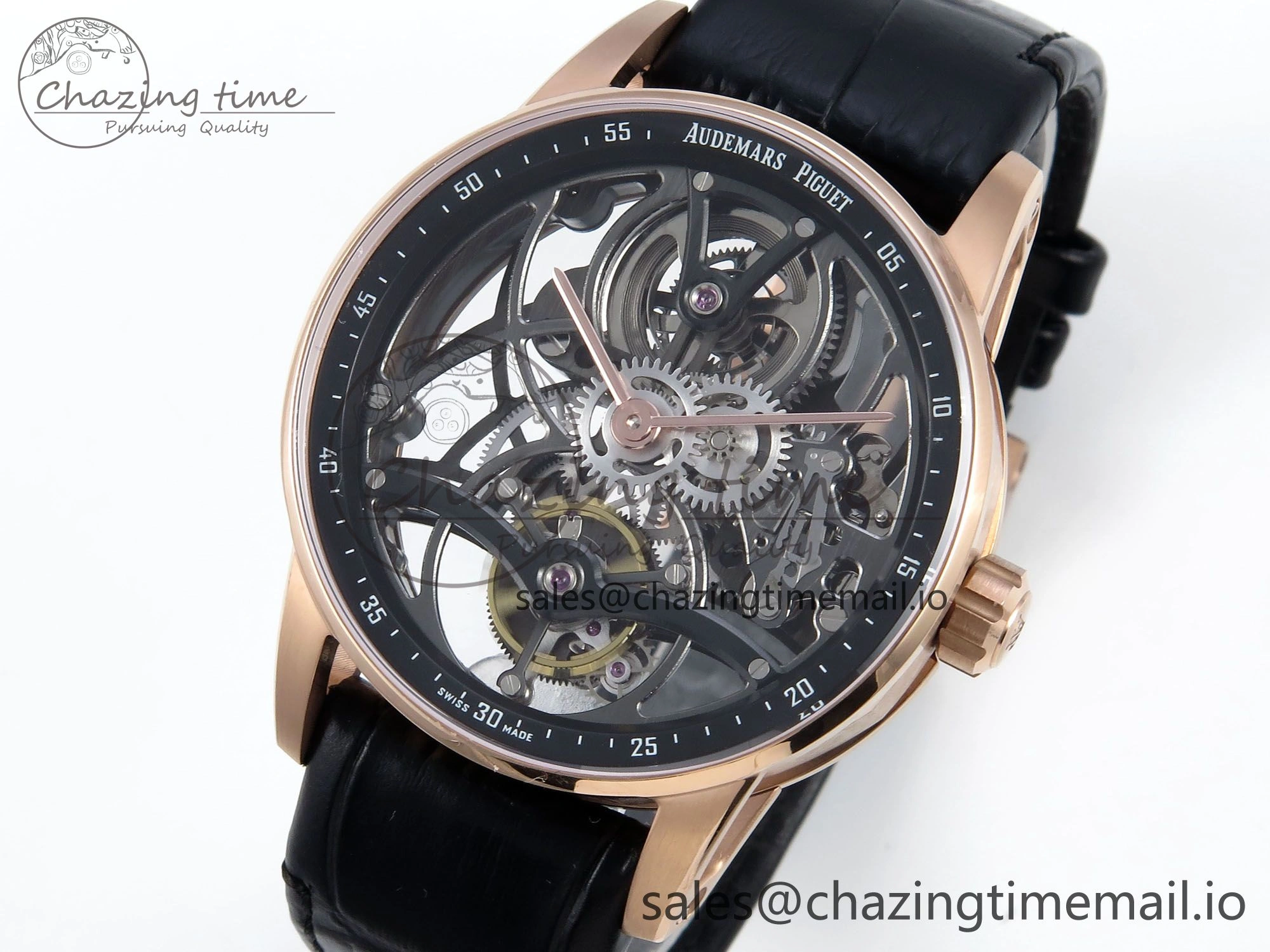 CODE 11.59 Tourbillon 26600 RG APPF Best Edition Black Dial on Black Leather Strap A2948