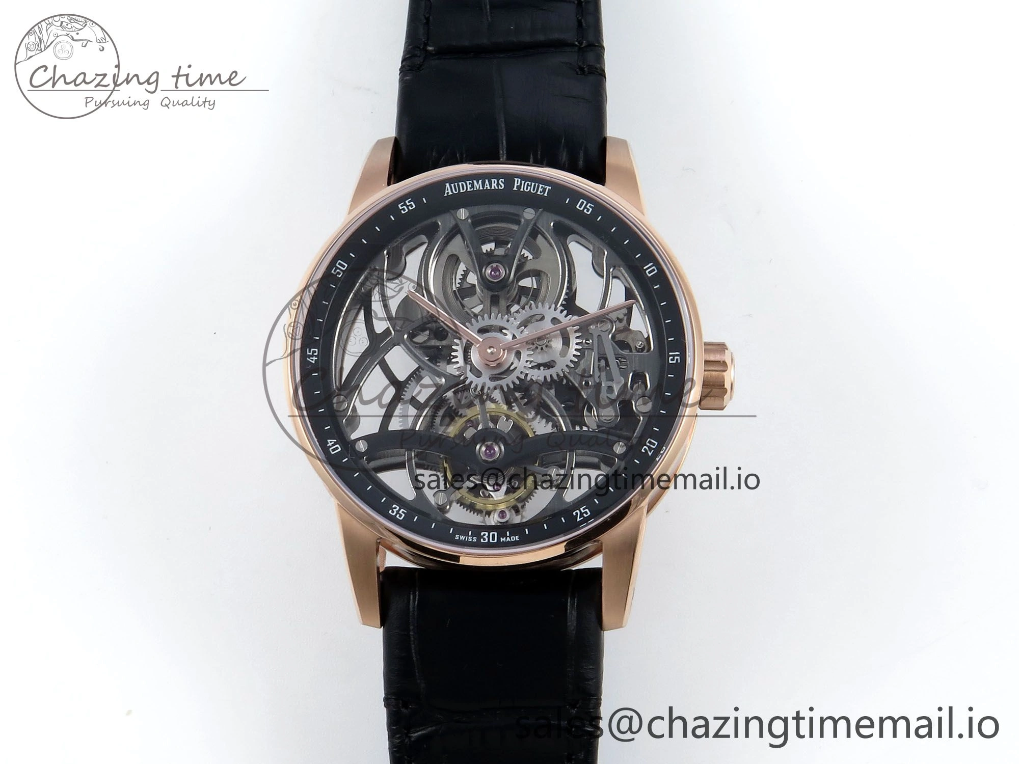 CODE 11.59 Tourbillon 26600 RG APPF Best Edition Black Dial on Black Leather Strap A2948