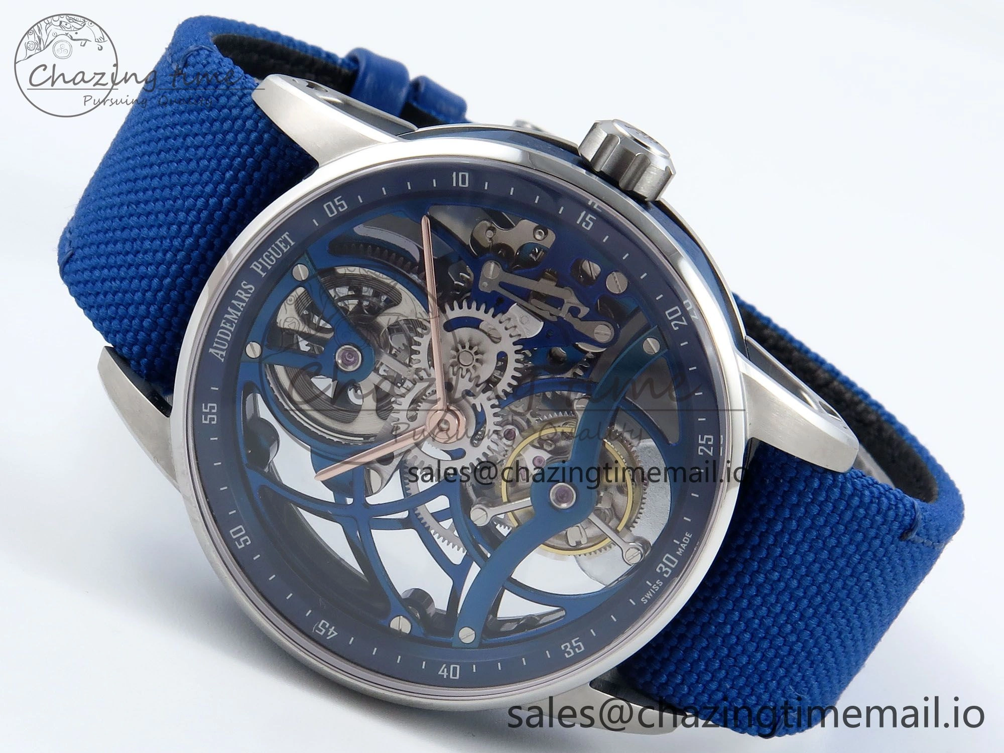 CODE 11.59 Tourbillon 26600 SS APPF Best Edition Blue Dial on Blue Nylon Strap A2948