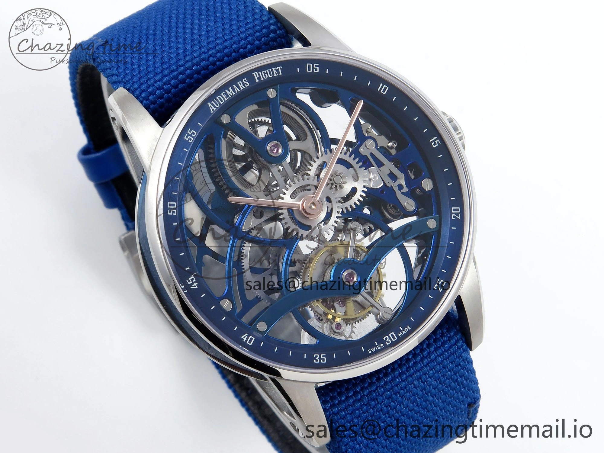 CODE 11.59 Tourbillon 26600 SS APPF Best Edition Blue Dial on Blue Nylon Strap A2948