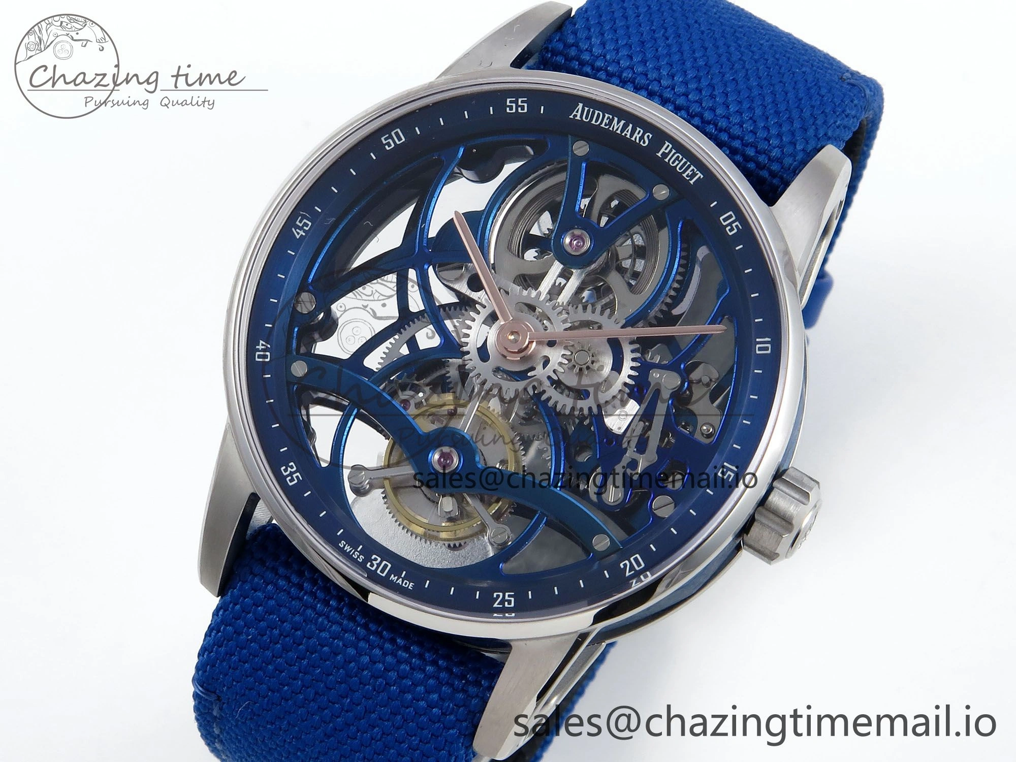 CODE 11.59 Tourbillon 26600 SS APPF Best Edition Blue Dial on Blue Nylon Strap A2948