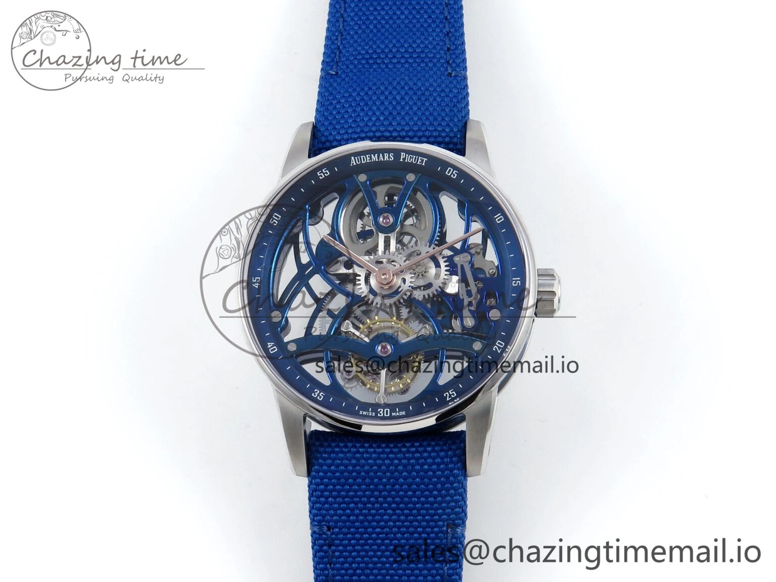CODE 11.59 Tourbillon 26600 SS APPF Best Edition Blue Dial on Blue Nylon Strap A2948