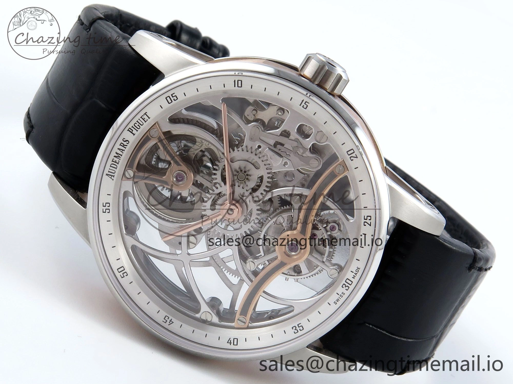 CODE 11.59 Tourbillon 26600 SS APPF Best Edition White Dial on Black Leather Strap A2948