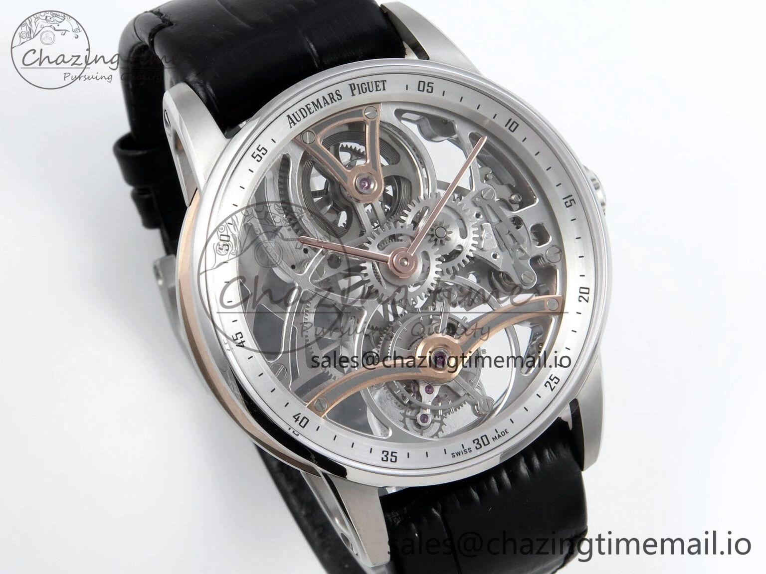 CODE 11.59 Tourbillon 26600 SS APPF Best Edition White Dial on Black Leather Strap A2948