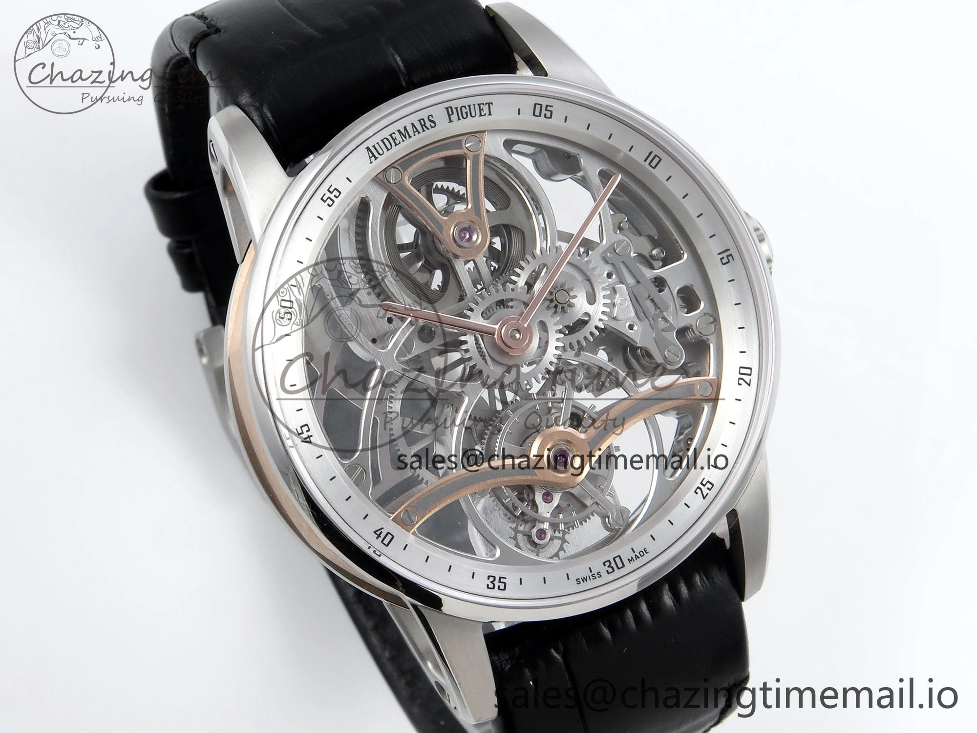 CODE 11.59 Tourbillon 26600 SS APPF Best Edition White Dial on Black Leather Strap A2948
