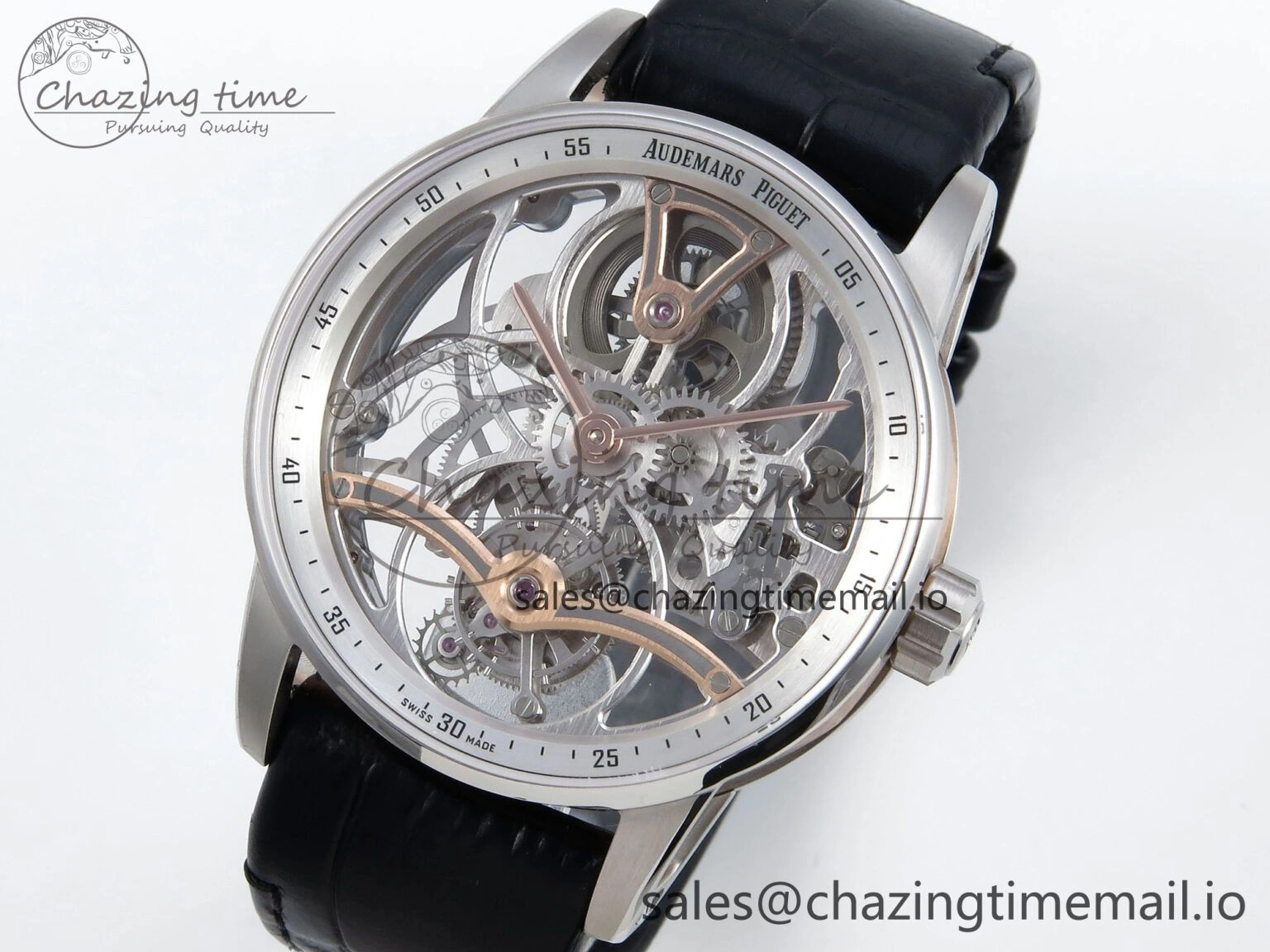 CODE 11.59 Tourbillon 26600 SS APPF Best Edition White Dial on Black Leather Strap A2948