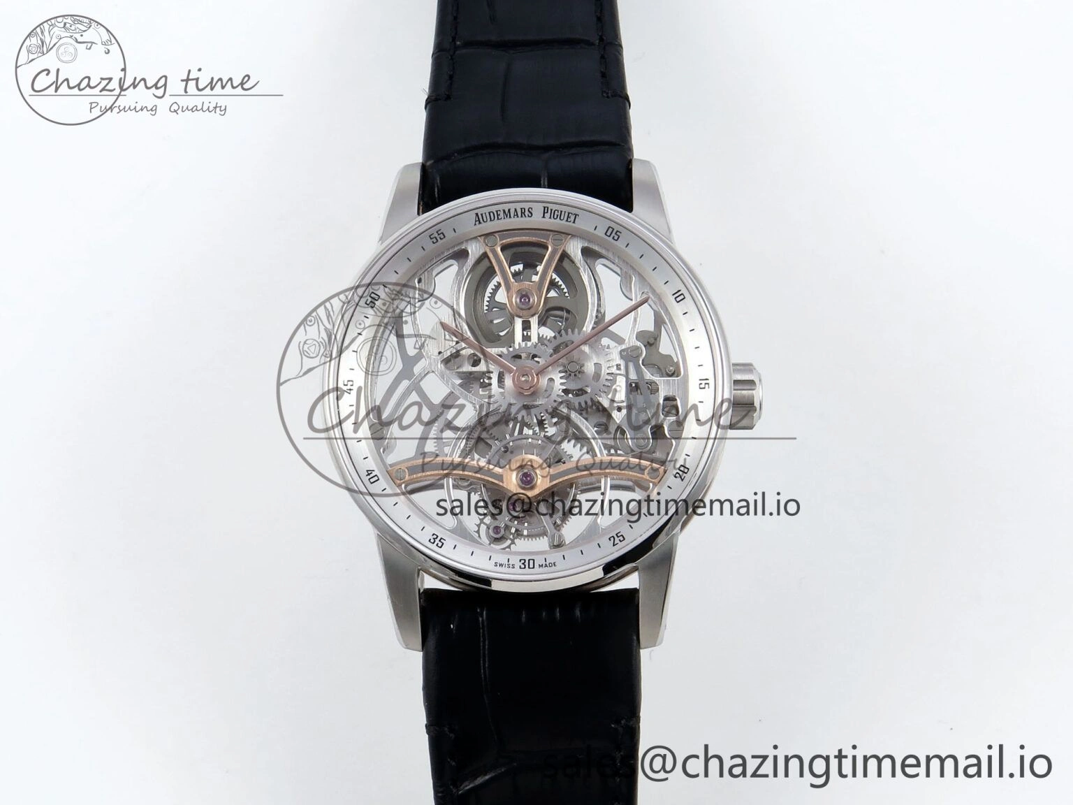 CODE 11.59 Tourbillon 26600 SS APPF Best Edition White Dial on Black Leather Strap A2948