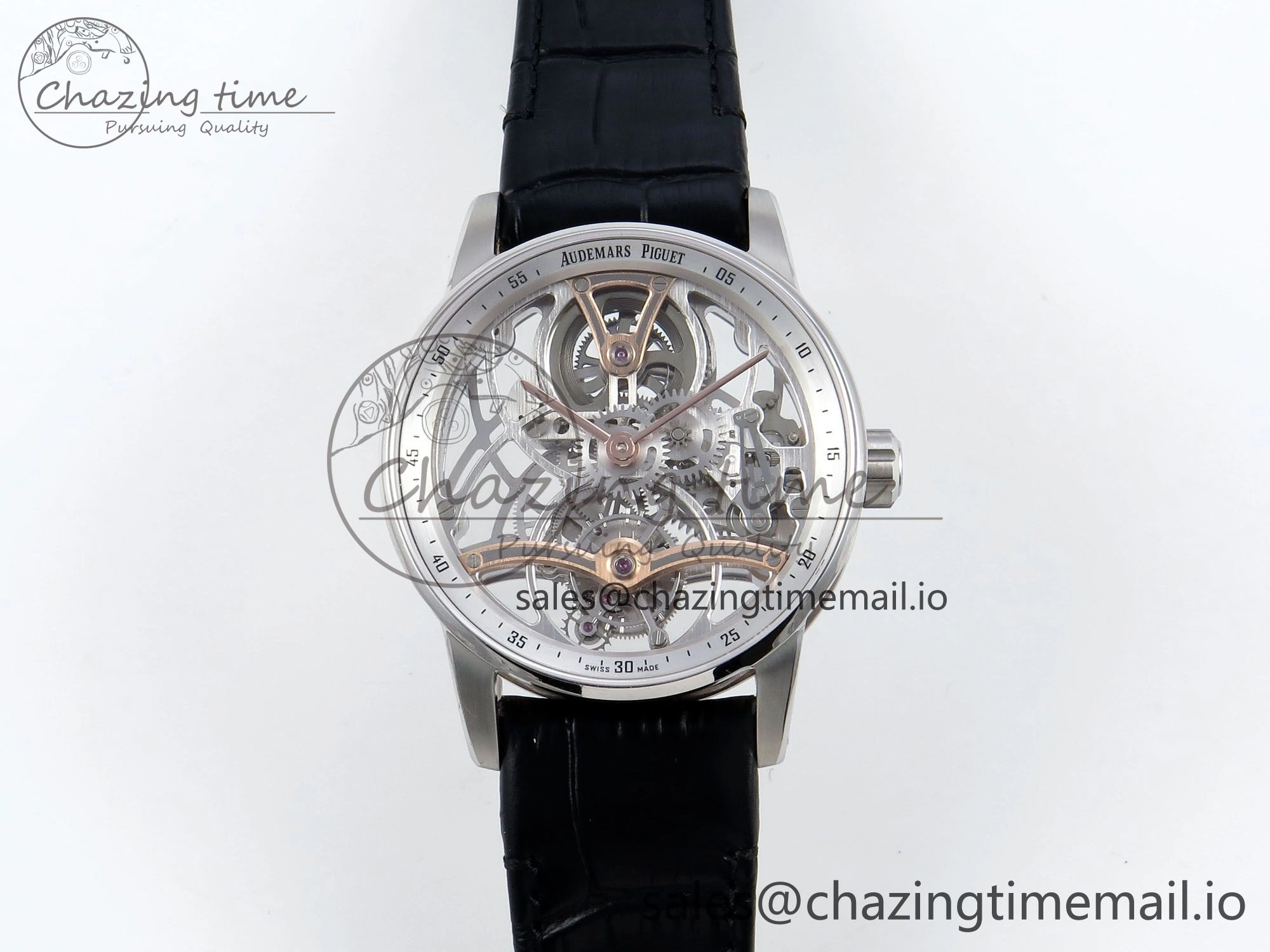CODE 11.59 Tourbillon 26600 SS APPF Best Edition White Dial on Black Leather Strap A2948