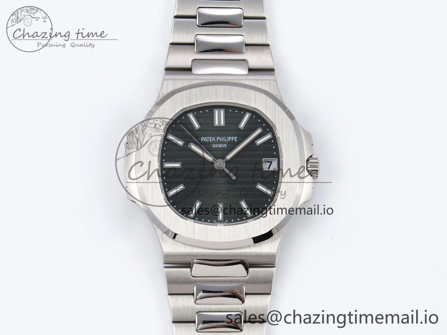 CUSTOM MODDED NAUTILUS 5711 1300A-001 SWF 1:1 Edition Green Dial On SS Bracelet PPM324 Super Clone