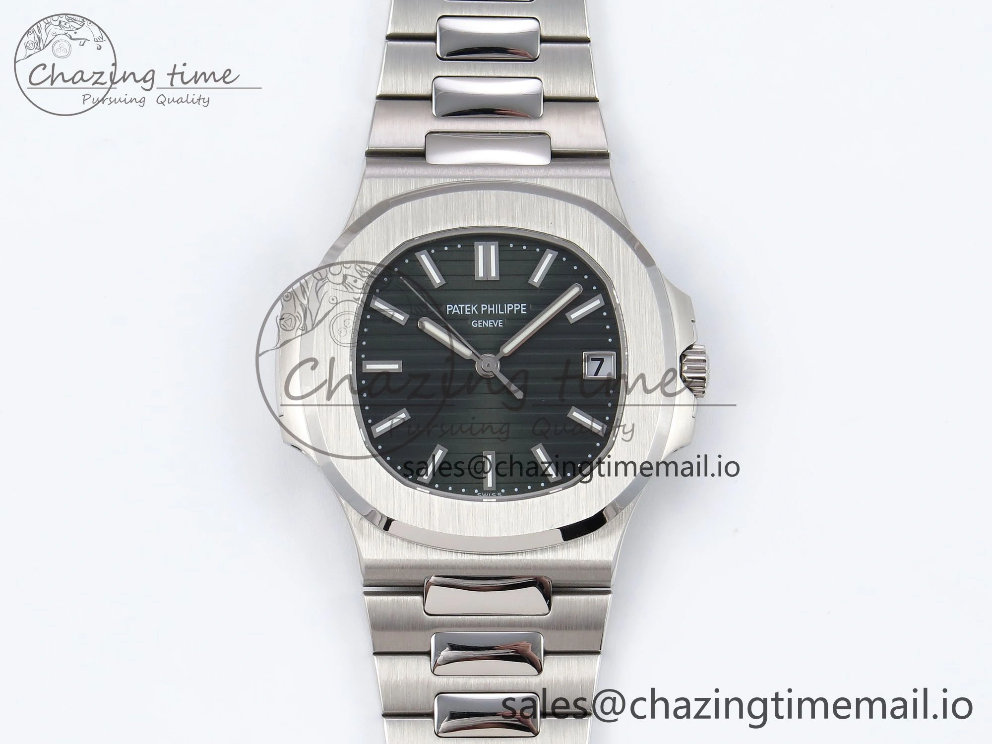 CUSTOM MODDED NAUTILUS 5711 1300A-001 SWF 1:1 Edition Green Dial On SS Bracelet PPM324 Super Clone