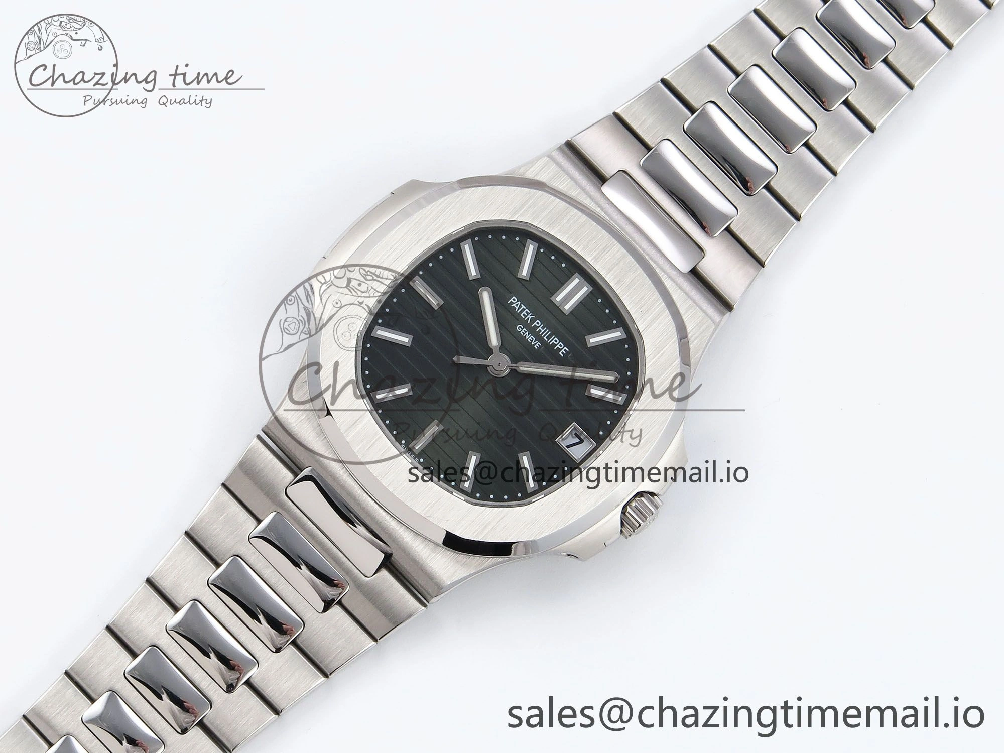 CUSTOM MODDED NAUTILUS 5711 1300A-001 SWF 1:1 Edition Green Dial On SS Bracelet PPM324 Super Clone
