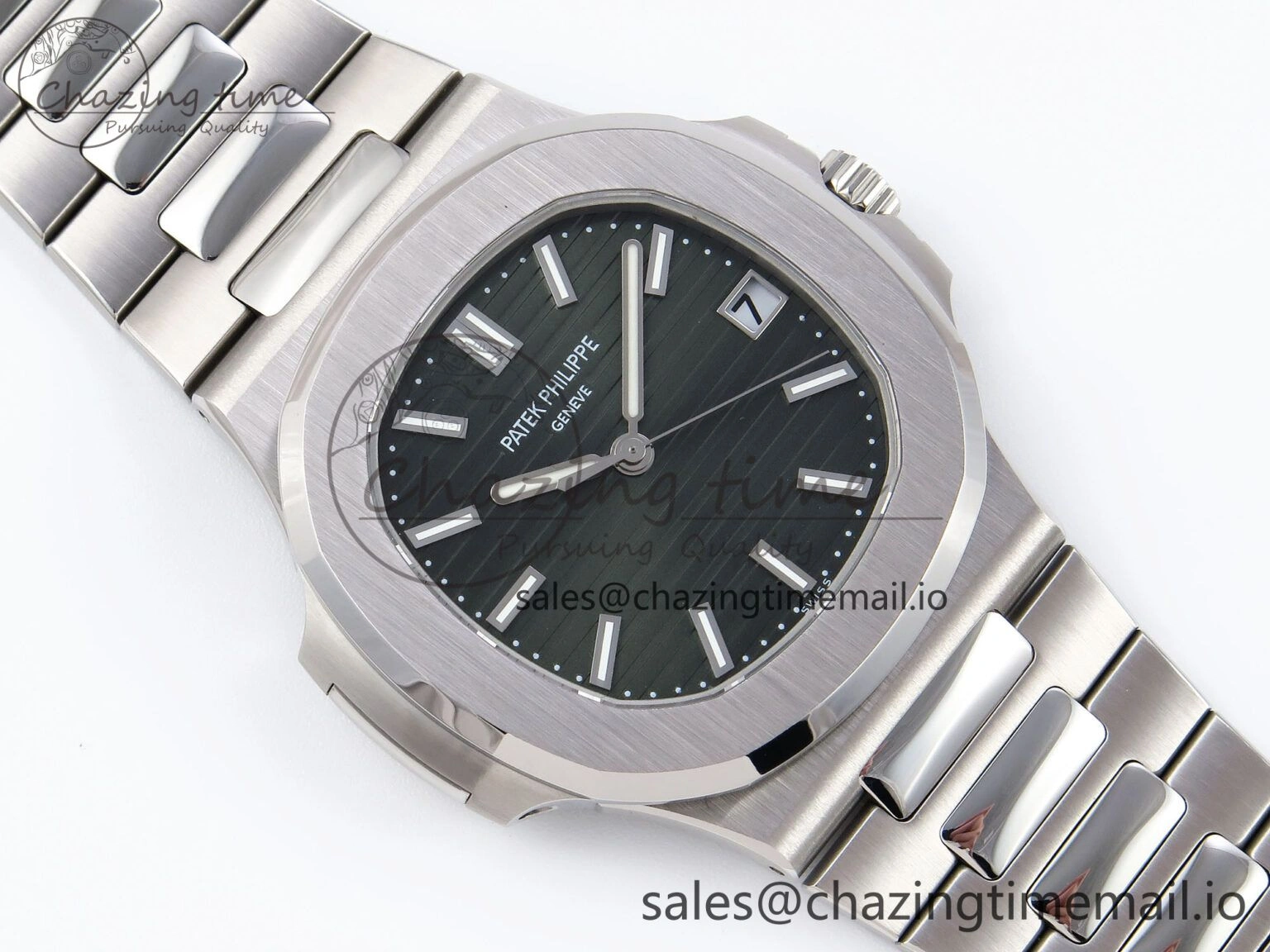 CUSTOM MODDED NAUTILUS 5711 1300A-001 SWF 1:1 Edition Green Dial On SS Bracelet PPM324 Super Clone