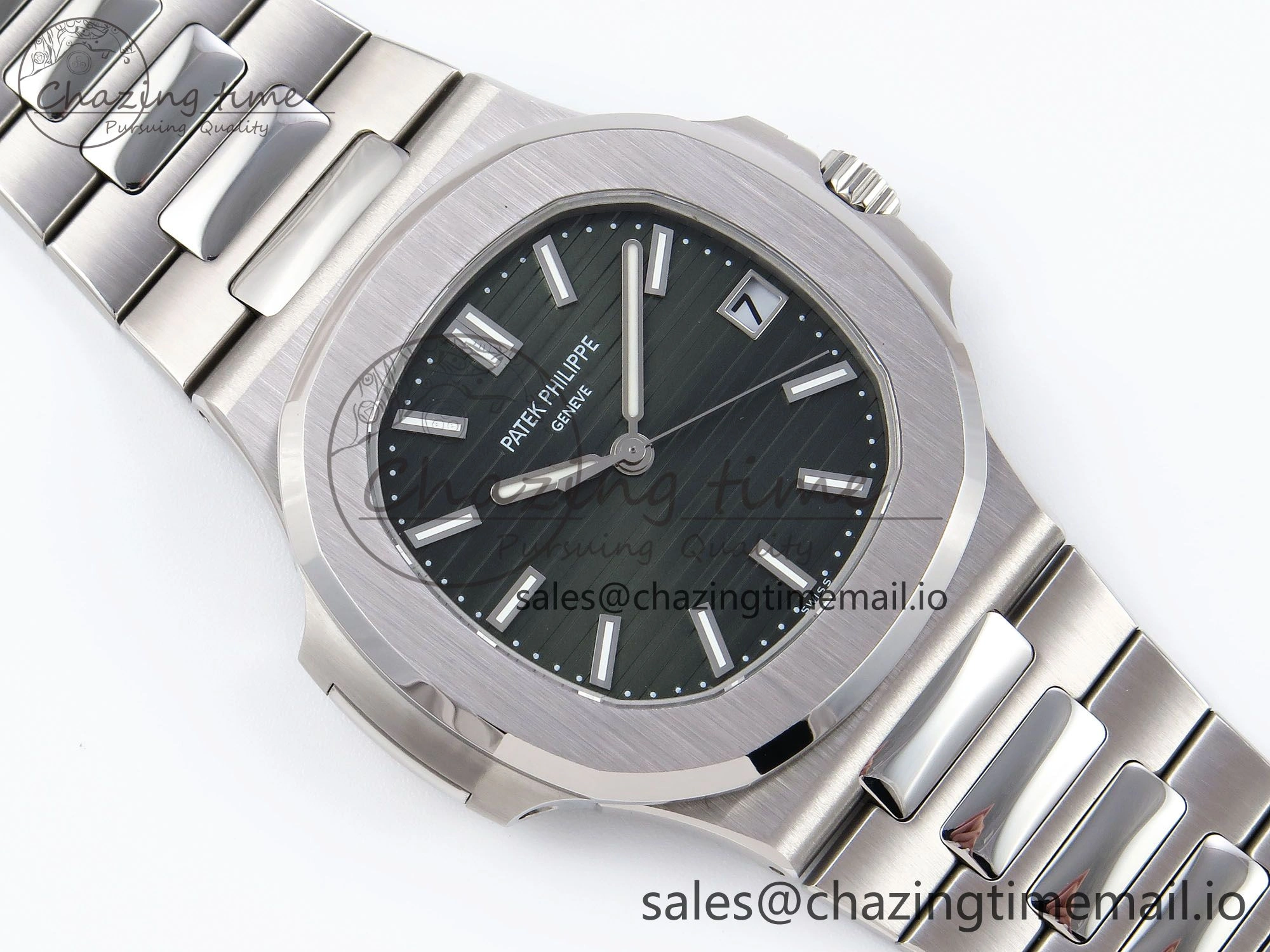 CUSTOM MODDED NAUTILUS 5711 1300A-001 SWF 1:1 Edition Green Dial On SS Bracelet PPM324 Super Clone
