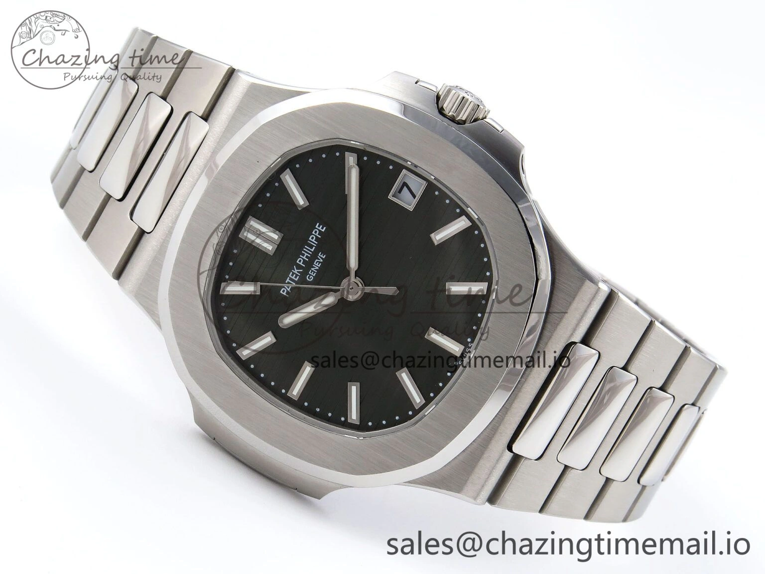 CUSTOM MODDED NAUTILUS 5711 1300A-001 SWF 1:1 Edition Green Dial On SS Bracelet PPM324 Super Clone