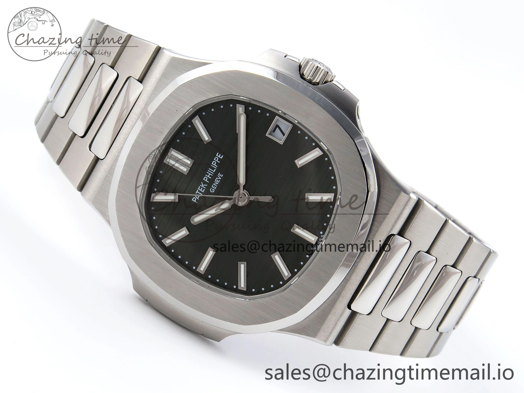 CUSTOM MODDED NAUTILUS 5711 1300A-001 SWF 1:1 Edition Green Dial On SS Bracelet PPM324 Super Clone