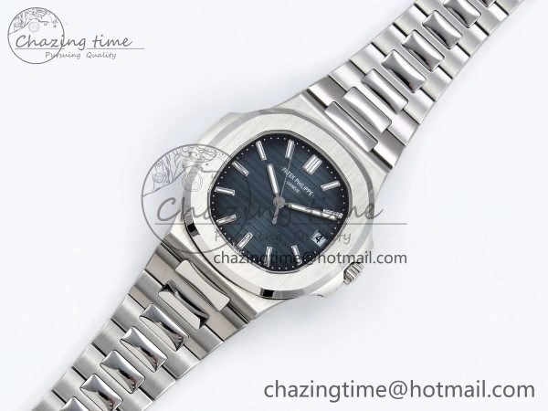 CUSTOM MODDED NAUTILUS 5711 1A SS SWF 1:1 BEST EDITION BLUE DIAL ON SS BRACELET VSV Engravings