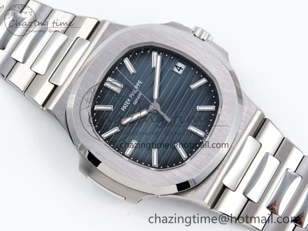 CUSTOM MODDED NAUTILUS 5711 1A SS SWF 1:1 BEST EDITION BLUE DIAL ON SS BRACELET VSV Engravings