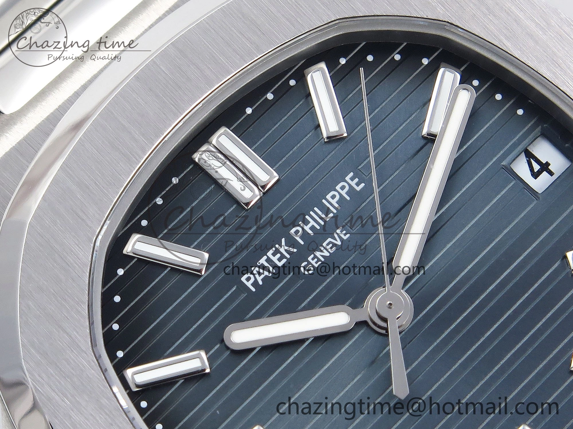 CUSTOM MODDED NAUTILUS 5711 1A SS SWF 1:1 BEST EDITION BLUE DIAL ON SS BRACELET VSV Engravings