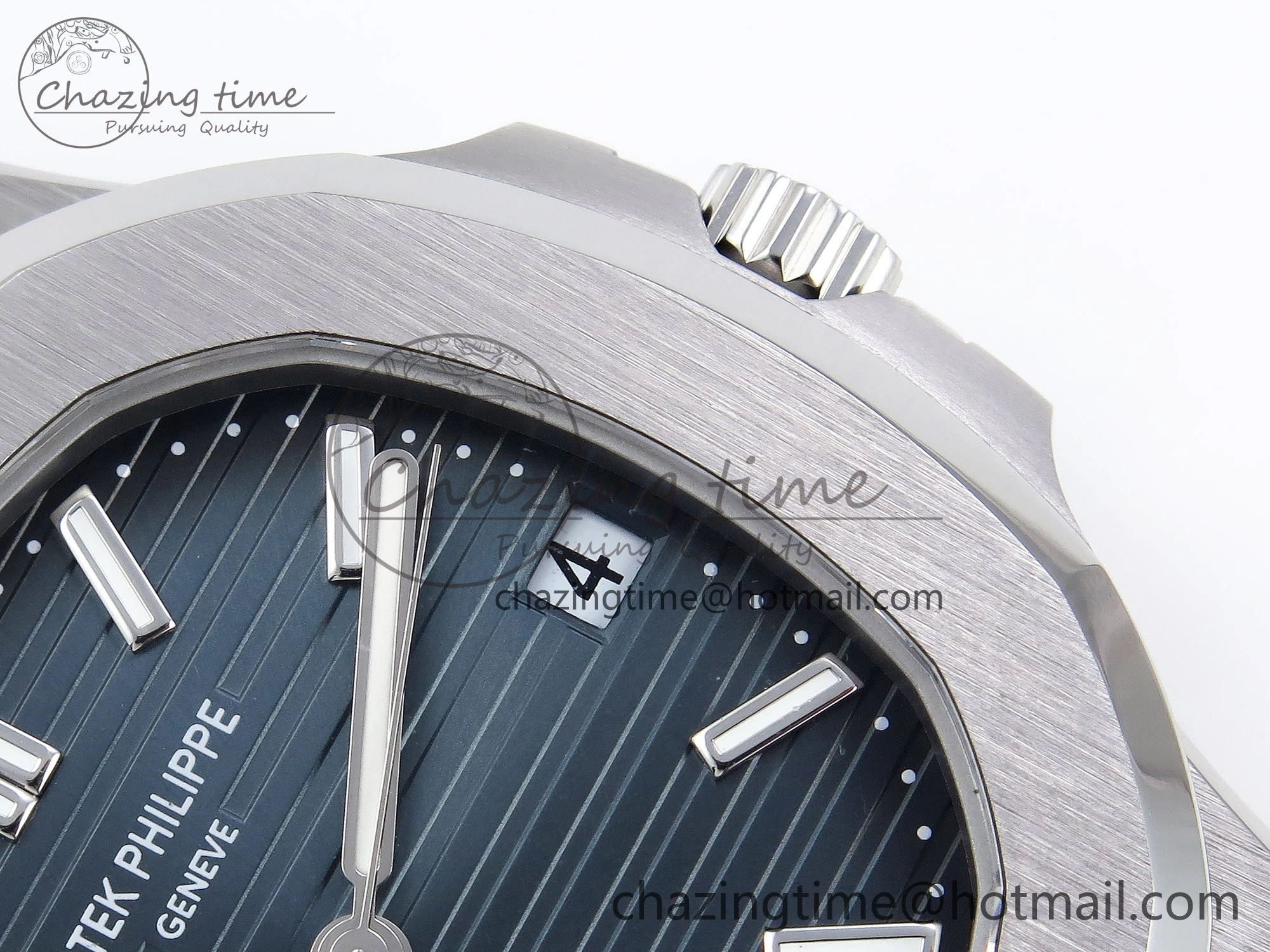 CUSTOM MODDED NAUTILUS 5711 1A SS SWF 1:1 BEST EDITION BLUE DIAL ON SS BRACELET VSV Engravings