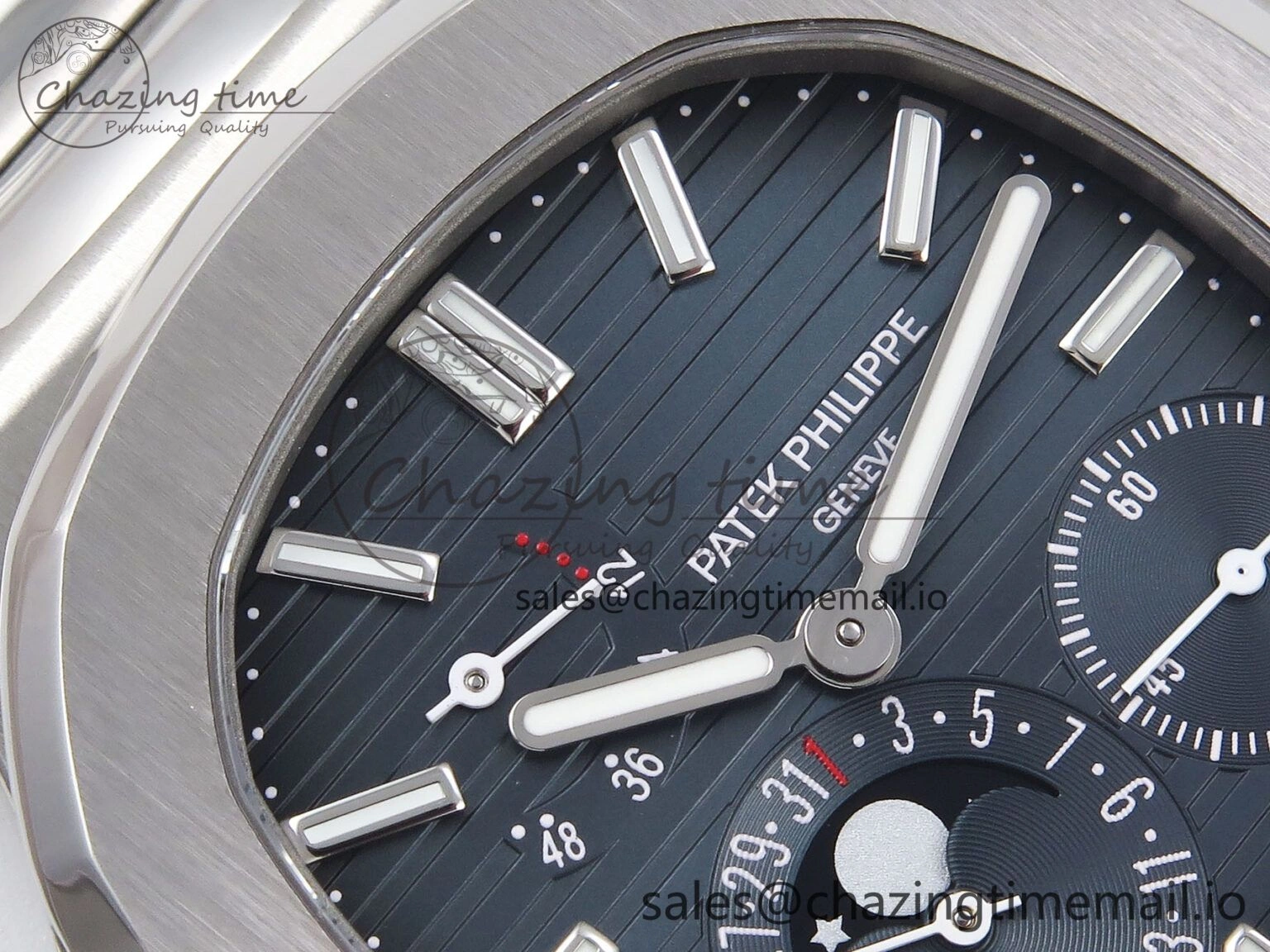 CUSTOM MODDED NAUTILUS 5712 SS SWF 1:1 BEST EDITION BLUE DIAL ON SS BRACELET A240 ( VSV Engravings，New Folding Clasp ) V3