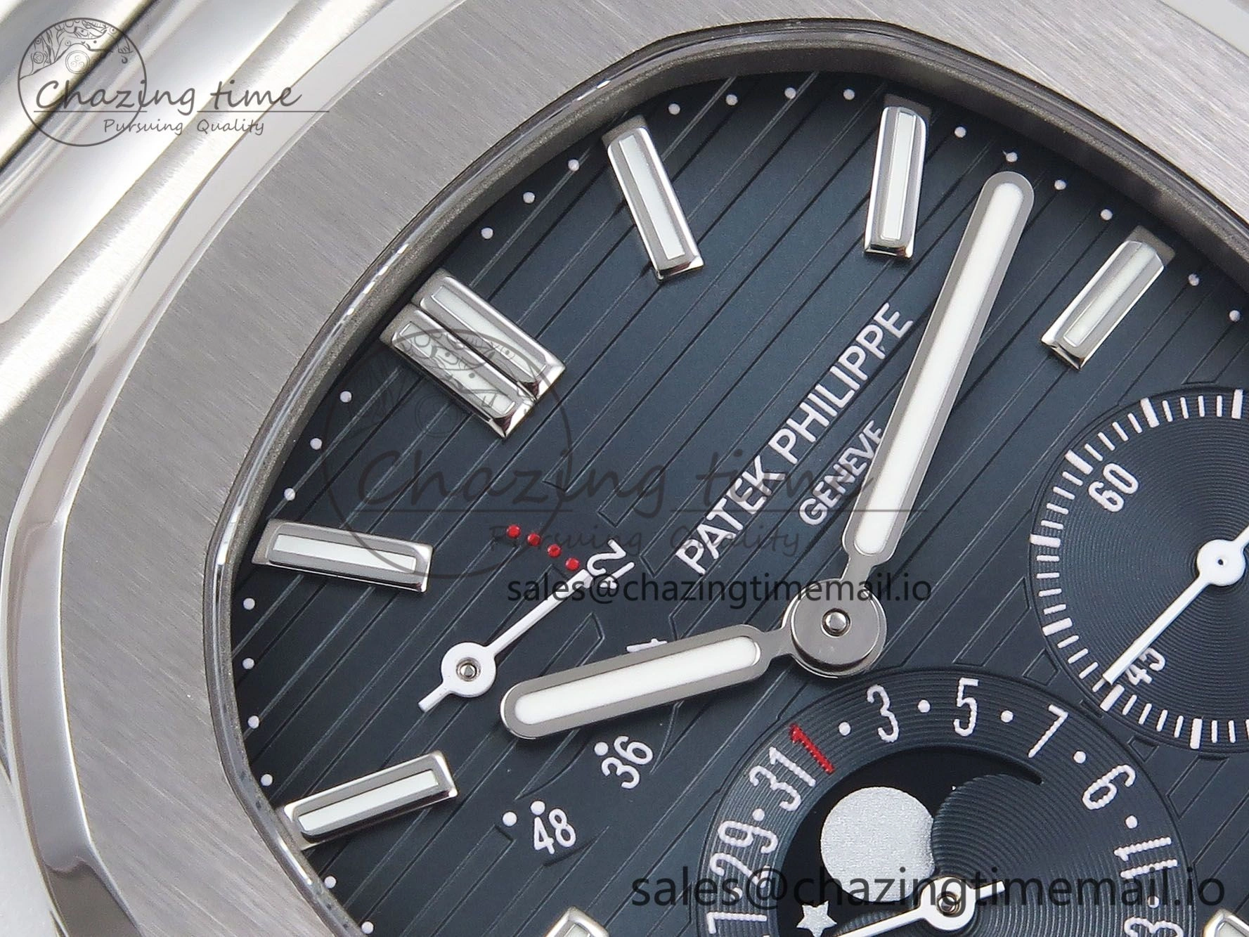 CUSTOM MODDED NAUTILUS 5712 SS SWF 1:1 BEST EDITION BLUE DIAL ON SS BRACELET A240 ( VSV Engravings，New Folding Clasp ) V3