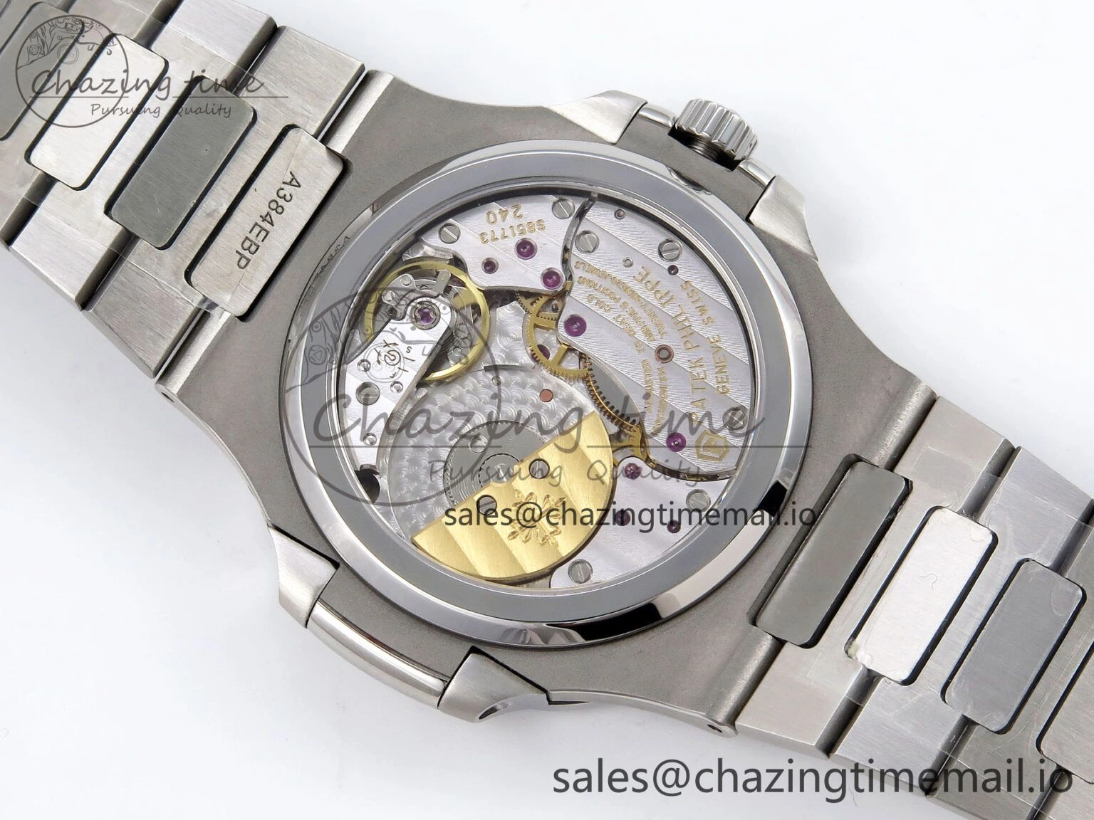 CUSTOM MODDED NAUTILUS 5712 SS SWF 1:1 BEST EDITION BLUE DIAL ON SS BRACELET A240 ( VSV Engravings，New Folding Clasp ) V3