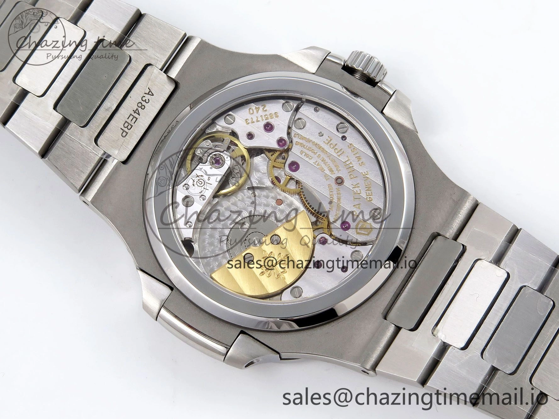 CUSTOM MODDED NAUTILUS 5712 SS SWF 1:1 BEST EDITION BLUE DIAL ON SS BRACELET A240 ( VSV Engravings，New Folding Clasp ) V3