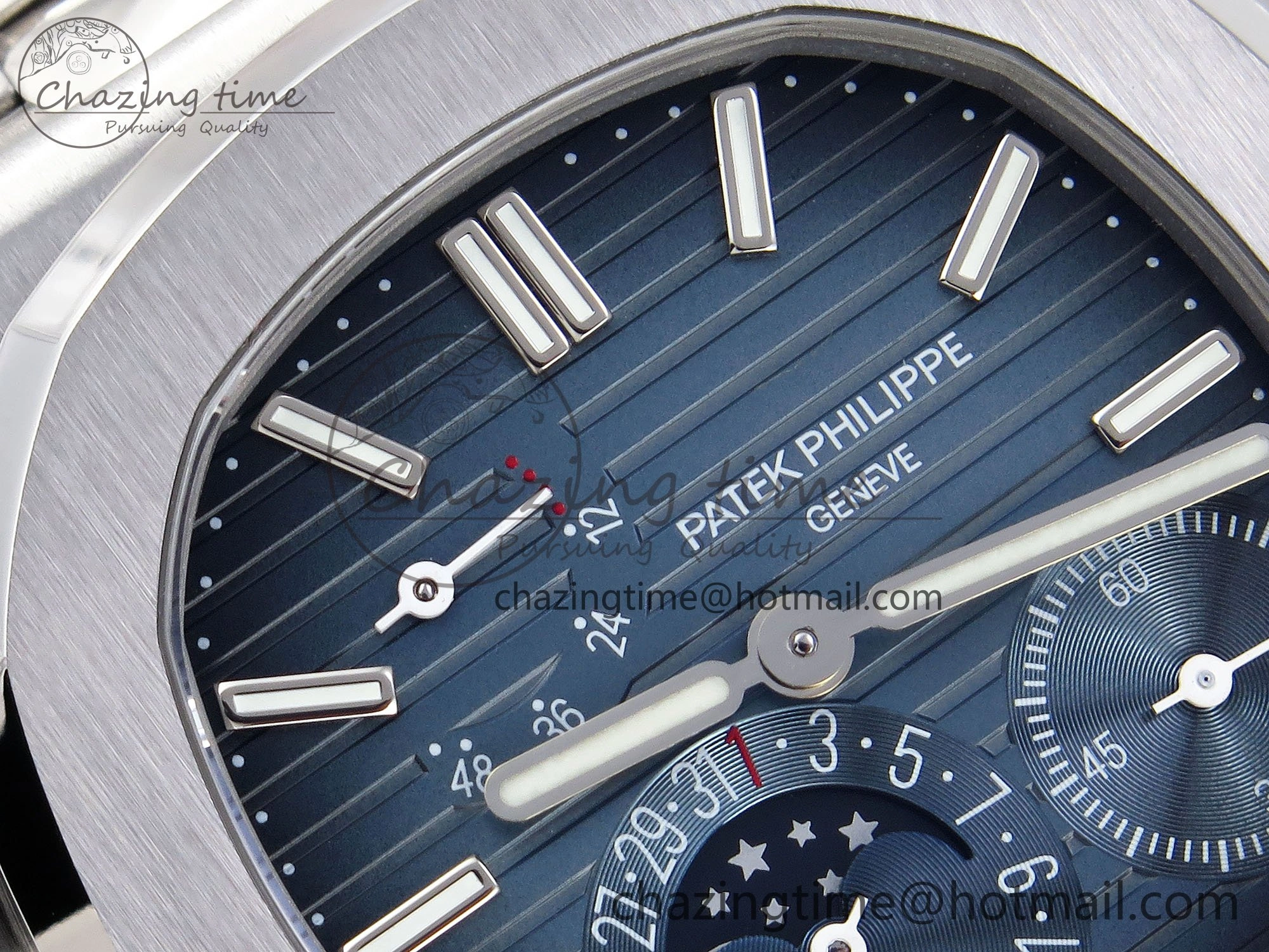 CUSTOM MODDED NAUTILUS 5712 SS VSV 1:1 BEST EDITION BLUE DIAL ON SS BRACELET A240 SUPER CLONE V3 (New Folding Clasp)