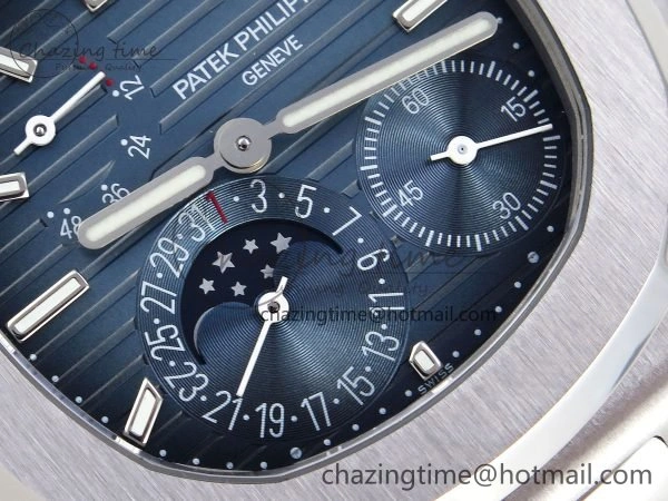 CUSTOM MODDED NAUTILUS 5712 SS VSV 1:1 BEST EDITION BLUE DIAL ON SS BRACELET A240 SUPER CLONE V3 (New Folding Clasp)