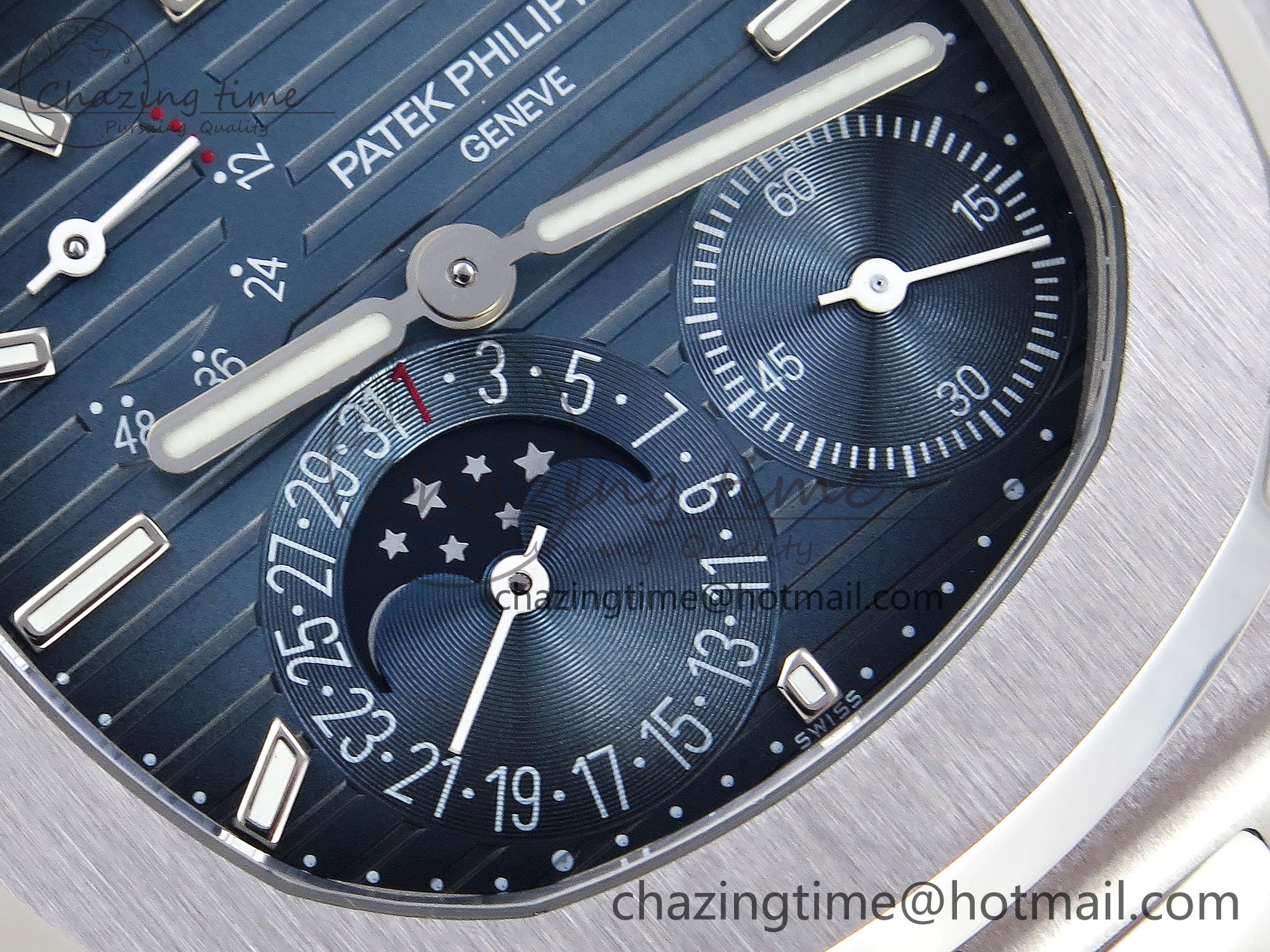 CUSTOM MODDED NAUTILUS 5712 SS VSV 1:1 BEST EDITION BLUE DIAL ON SS BRACELET A240 SUPER CLONE V3 (New Folding Clasp)