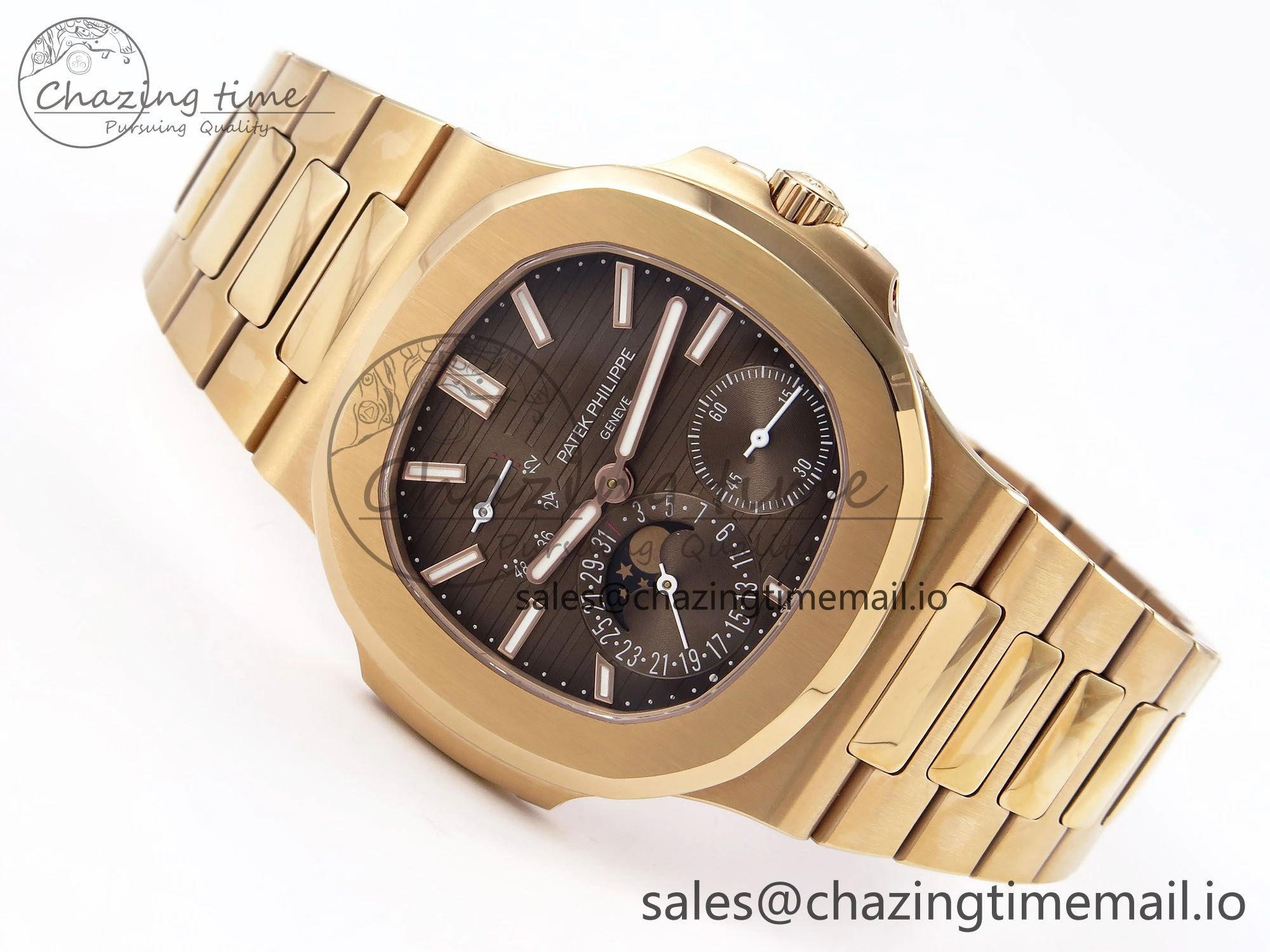 CUSTOM MODDED NAUTILUS 5712 1R SWF 1:1 Edition Brown Dial On RG Bracelet PPM240 Super Clone