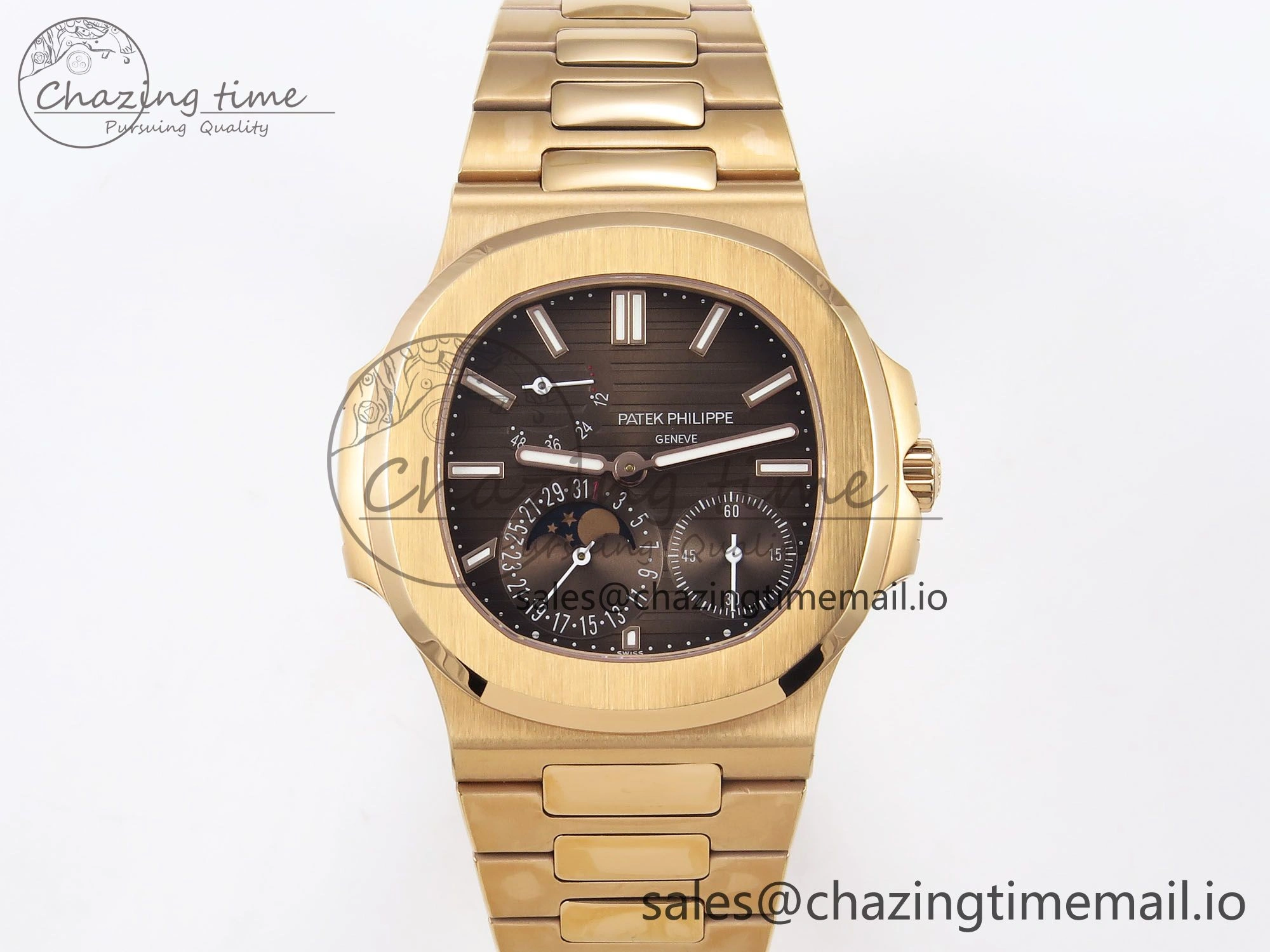 CUSTOM MODDED NAUTILUS 5712 1R SWF 1:1 Edition Brown Dial On RG Bracelet PPM240 Super Clone