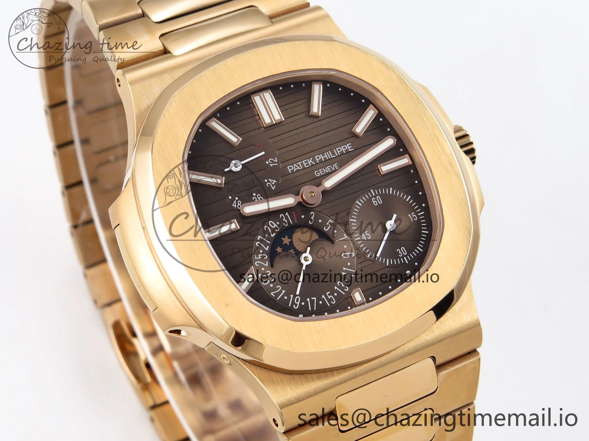 CUSTOM MODDED NAUTILUS 5712 1R SWF 1:1 Edition Brown Dial On RG Bracelet PPM240 Super Clone