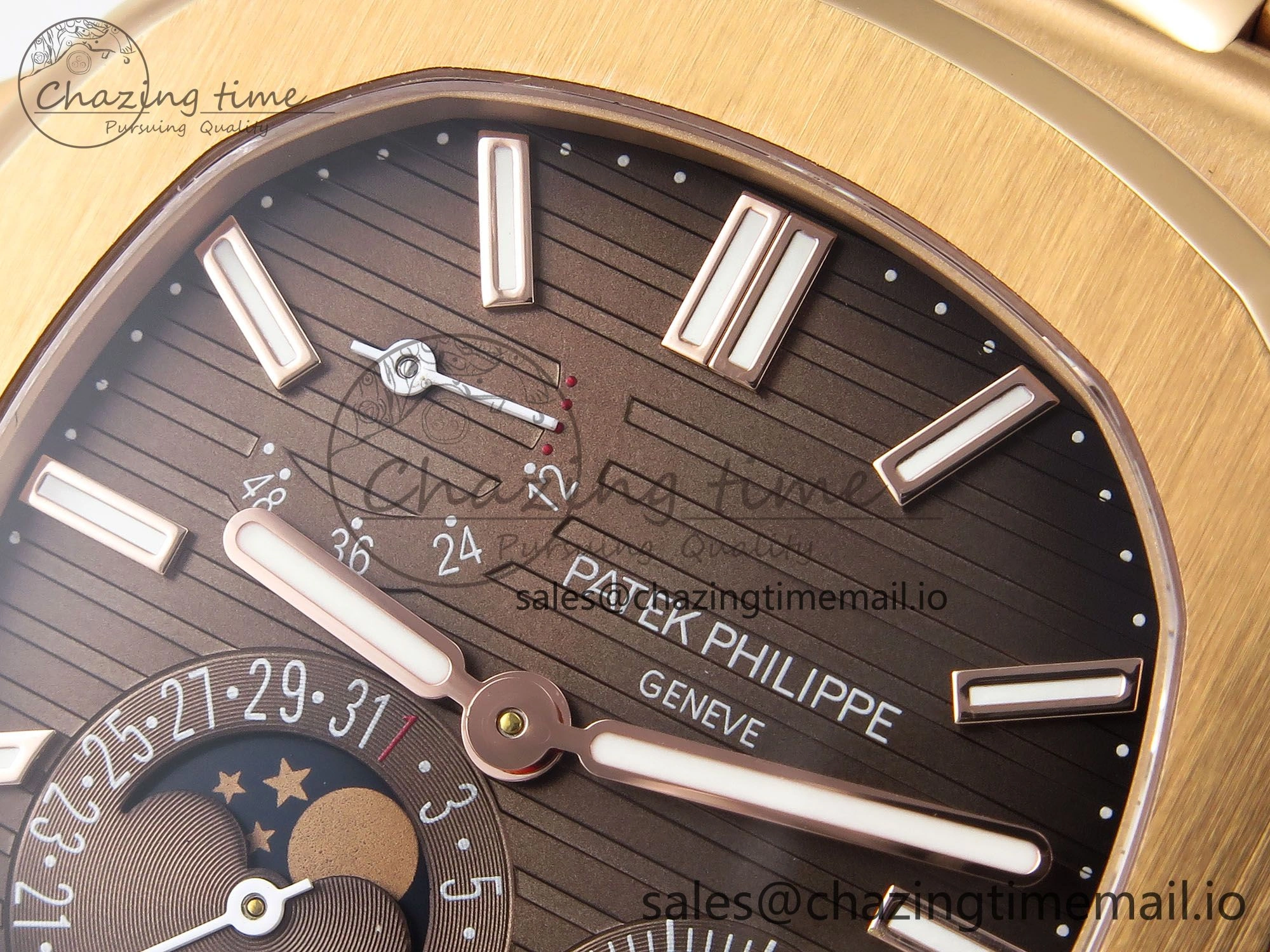 CUSTOM MODDED NAUTILUS 5712 1R SWF 1:1 Edition Brown Dial On RG Bracelet PPM240 Super Clone