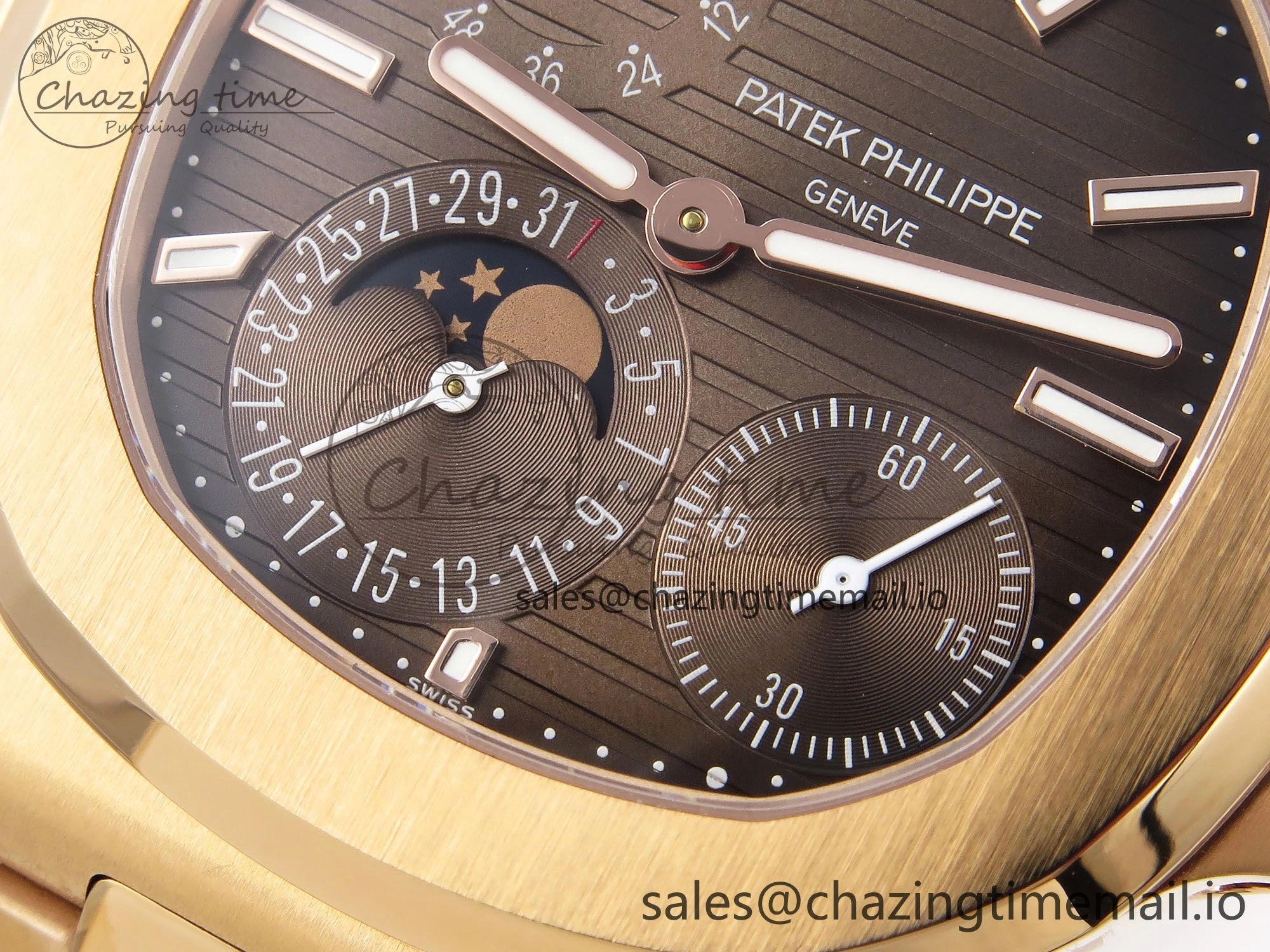 CUSTOM MODDED NAUTILUS 5712 1R SWF 1:1 Edition Brown Dial On RG Bracelet PPM240 Super Clone