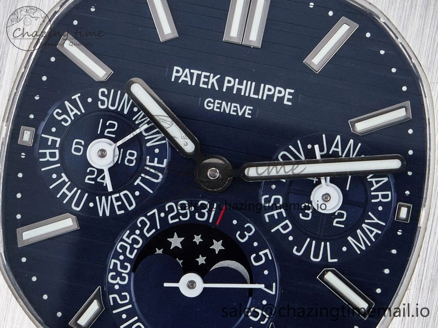 CUSTOM MODDED NAUTILUS 5740 1G Perpetual Calendar PPM 1:1 BEST EDITION BLUE DIAL ON SS BRACELET PPM240 Q SUPER CLONE MOVEMENT