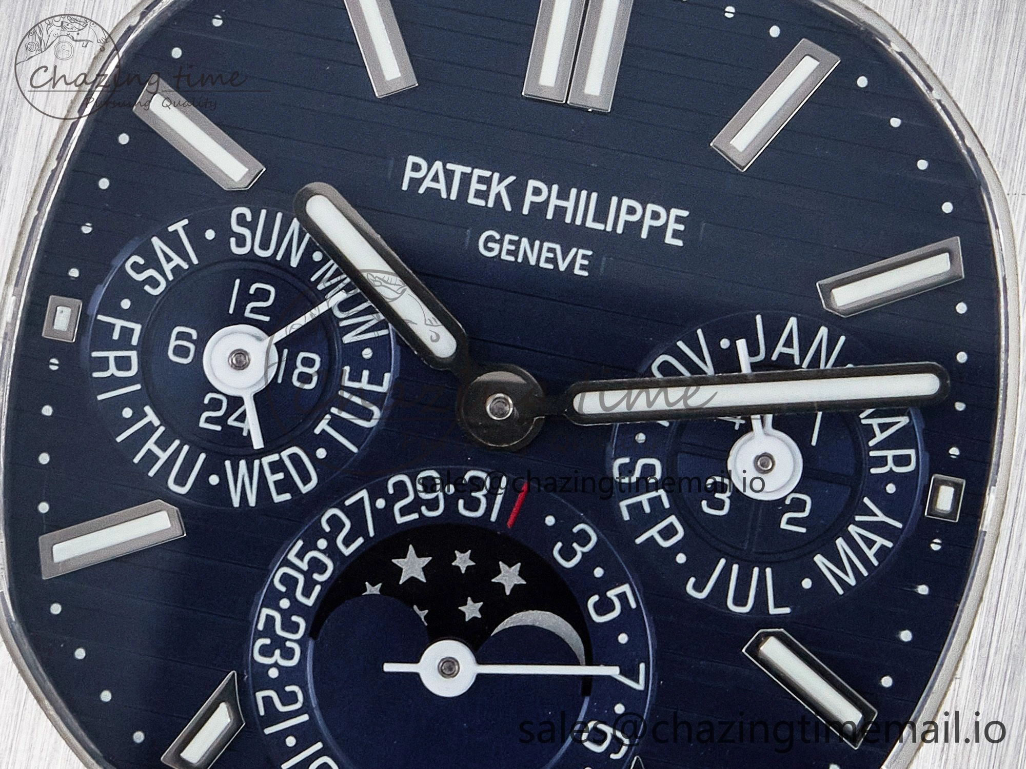 CUSTOM MODDED NAUTILUS 5740 1G Perpetual Calendar PPM 1:1 BEST EDITION BLUE DIAL ON SS BRACELET PPM240 Q SUPER CLONE MOVEMENT