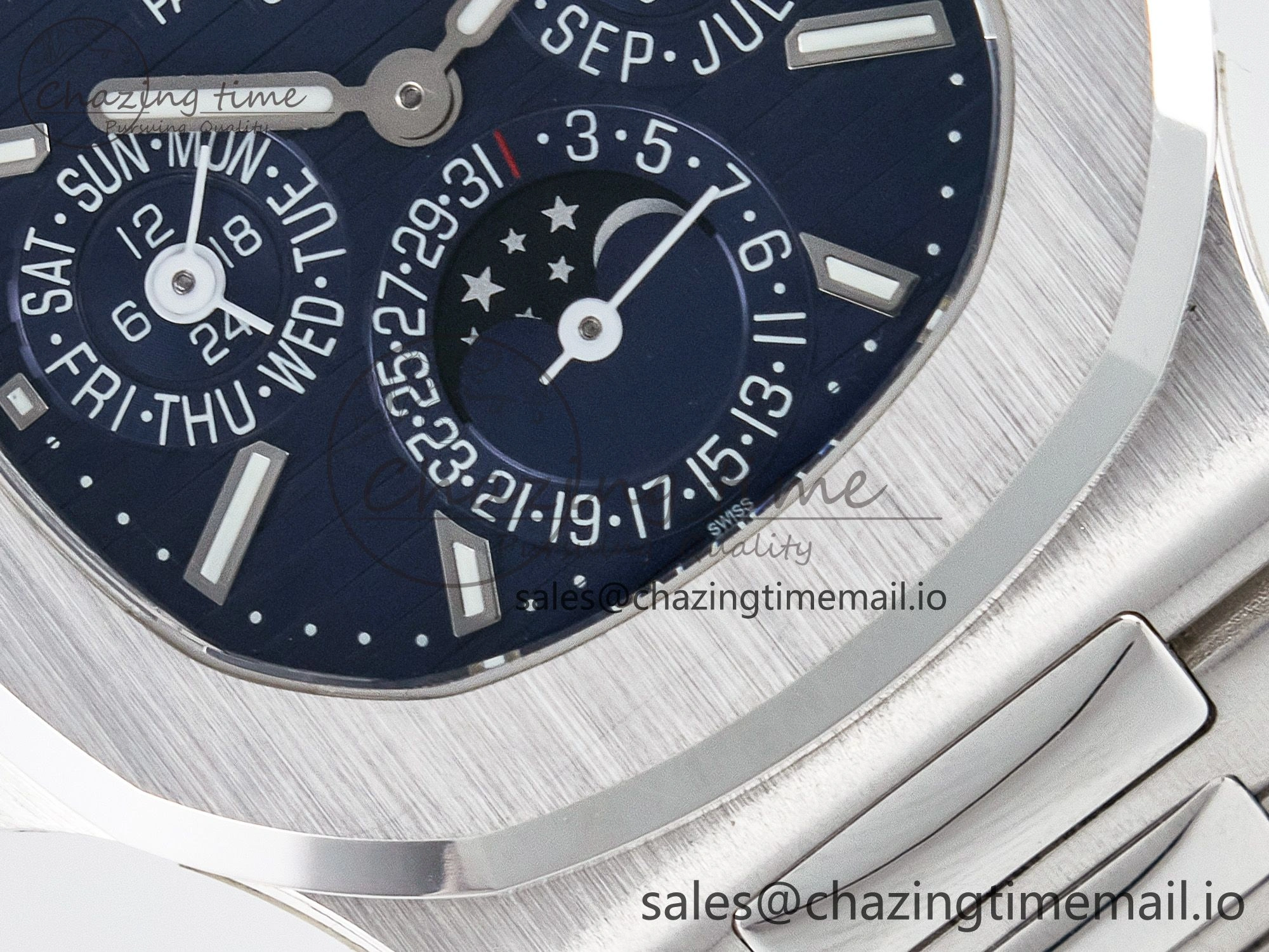 CUSTOM MODDED NAUTILUS 5740 1G Perpetual Calendar PPM 1:1 BEST EDITION BLUE DIAL ON SS BRACELET PPM240 Q SUPER CLONE MOVEMENT