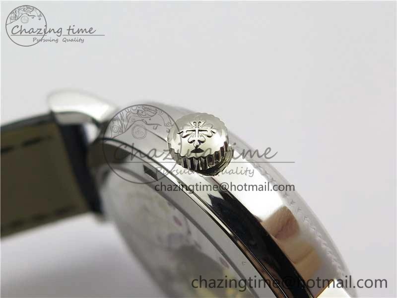 Calatrava 5120 SS TWF Best Edition White Dial on Black Leather Strap A240 (Free Bracelet)