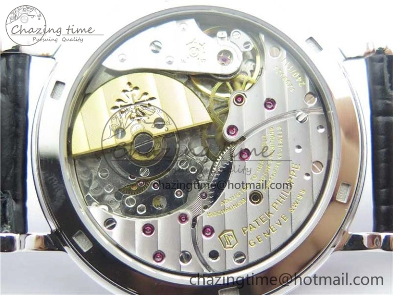 Calatrava 5120 SS TWF Best Edition White Dial on Black Leather Strap A240 (Free Bracelet)