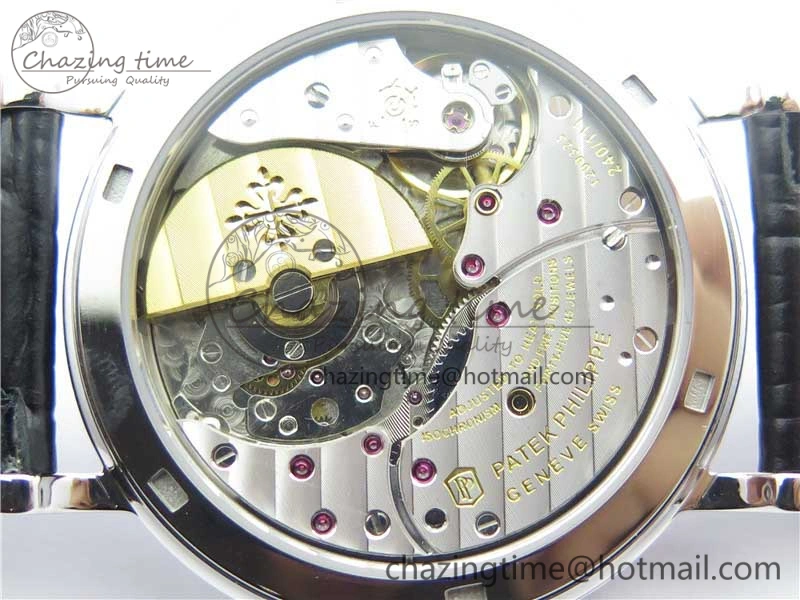 Calatrava 5120 SS TWF Best Edition White Dial on Black Leather Strap A240 (Free Bracelet)