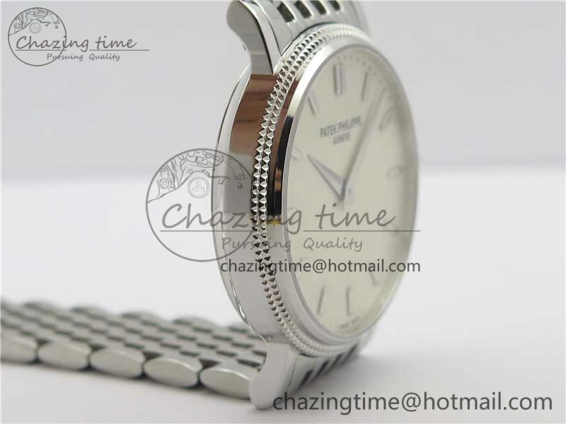 Calatrava 5120 SS TWF Best Edition White Dial on SS Bracelet A240 (Free Leather)