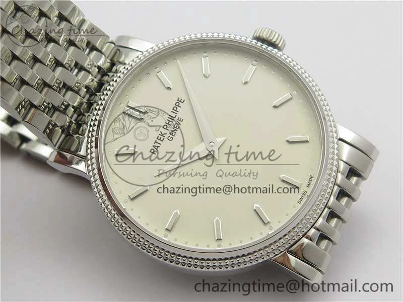 Calatrava 5120 SS TWF Best Edition White Dial on SS Bracelet A240 (Free Leather)