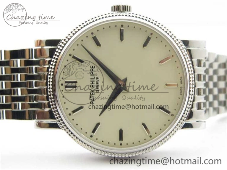 Calatrava 5120 SS TWF Best Edition White Dial on SS Bracelet A240 (Free Leather)