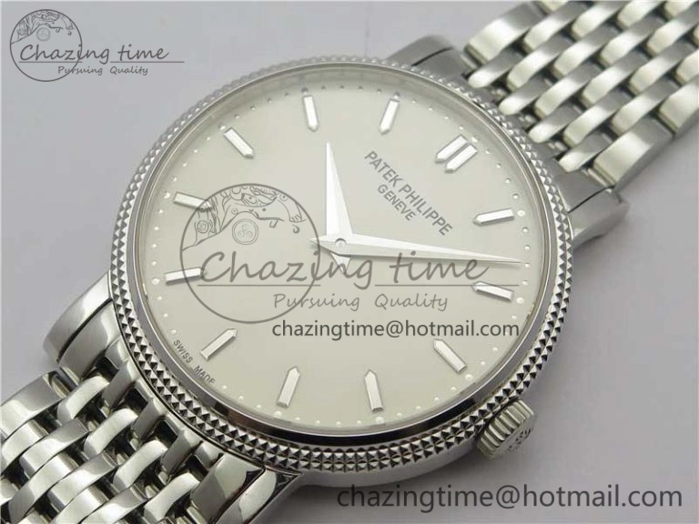 Calatrava 5120 SS TWF Best Edition White Dial on SS Bracelet A240 (Free Leather)