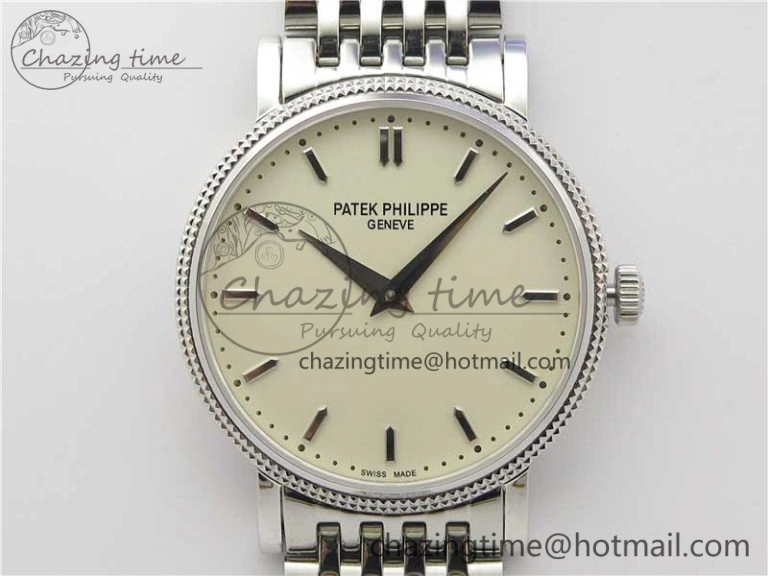 Calatrava 5120 SS TWF Best Edition White Dial on SS Bracelet A240 (Free Leather)