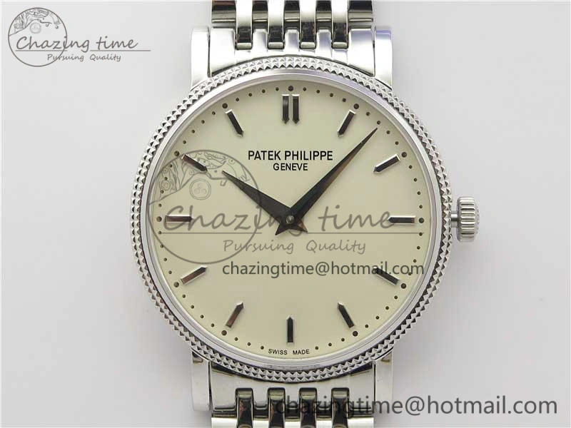 Calatrava 5120 SS TWF Best Edition White Dial on SS Bracelet A240 (Free Leather)