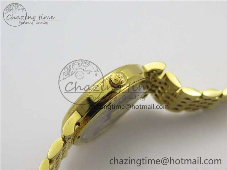 Calatrava 5120 YG TWF Best Edition White Dial on YG Bracelet A240 (Free Leather)
