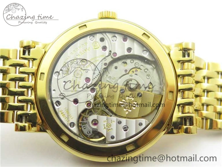 Calatrava 5120 YG TWF Best Edition White Dial on YG Bracelet A240 (Free Leather)