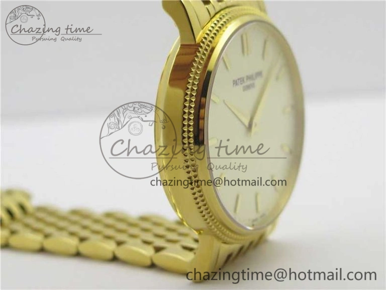 Calatrava 5120 YG TWF Best Edition White Dial on YG Bracelet A240 (Free Leather)